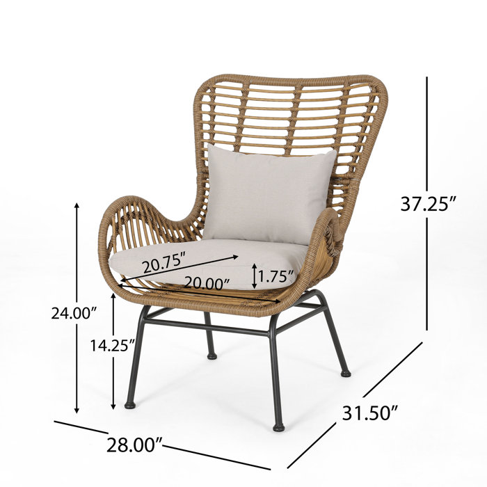 Bay Isle Home Tapscott Wicker Patio Chair with Cushions & Reviews Wayfair